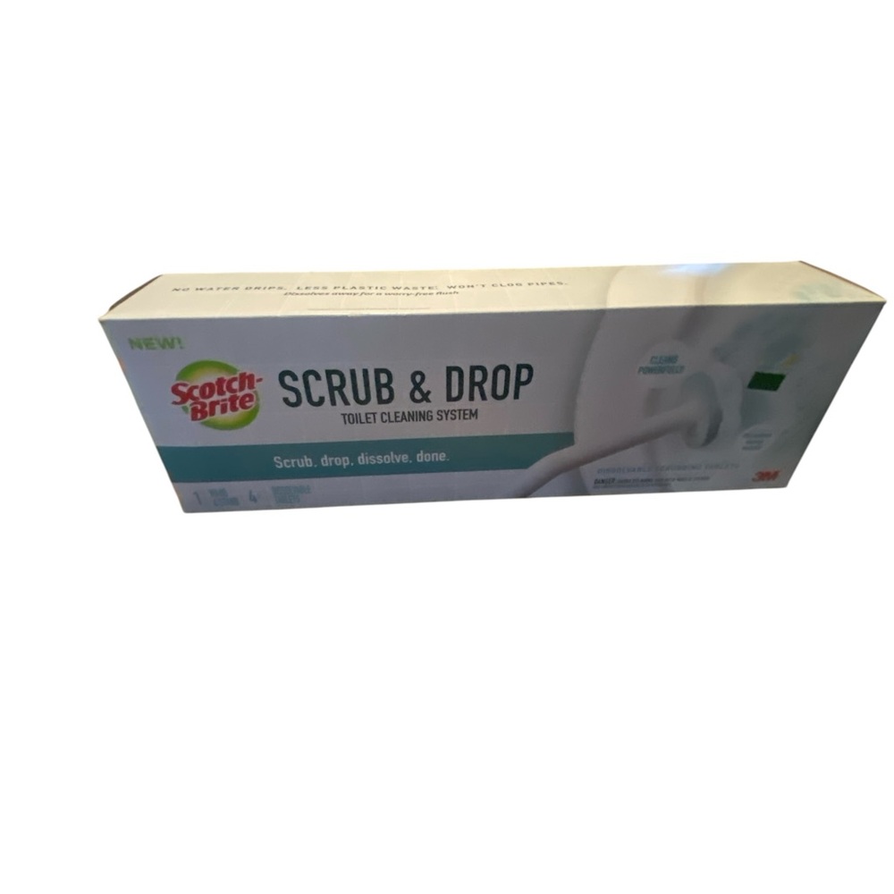 Scrub and Drop Toilet Cleaning System 1 Brush and Stand 4 Dissolvable Tablets